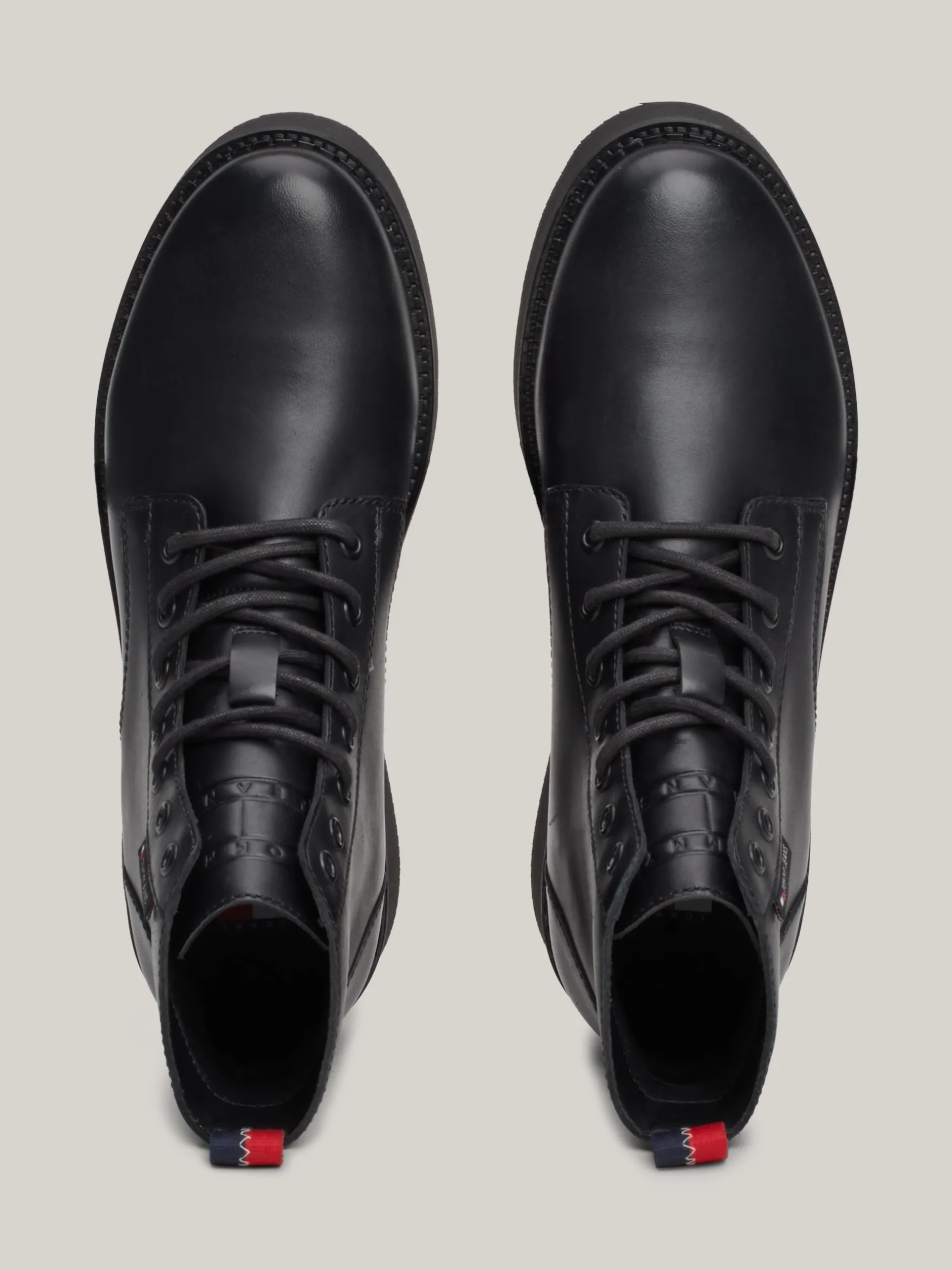 Sznurowane Botki|Botki*Tommy Hilfiger Skórzane Sznurowane Botki BLACK