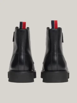Sznurowane Botki|Botki*Tommy Hilfiger Skórzane Sznurowane Botki BLACK
