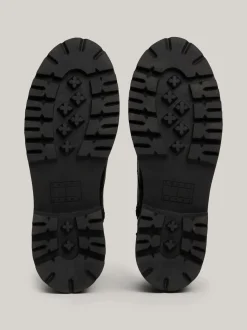 Sznurowane Botki|Botki*Tommy Hilfiger Skórzane Sznurowane Botki Na Grubej Podeszwie BLACK