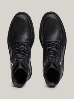Buty Sznurowane|Buty*Tommy Hilfiger Skórzane Sznurowane Botki Na Grubej Podeszwie BLACK