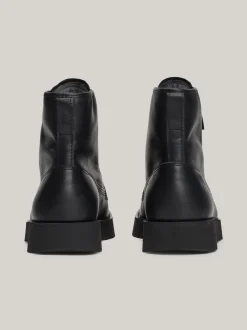 Buty Sznurowane|Buty*Tommy Hilfiger Skórzane Sznurowane Botki Na Grubej Podeszwie BLACK