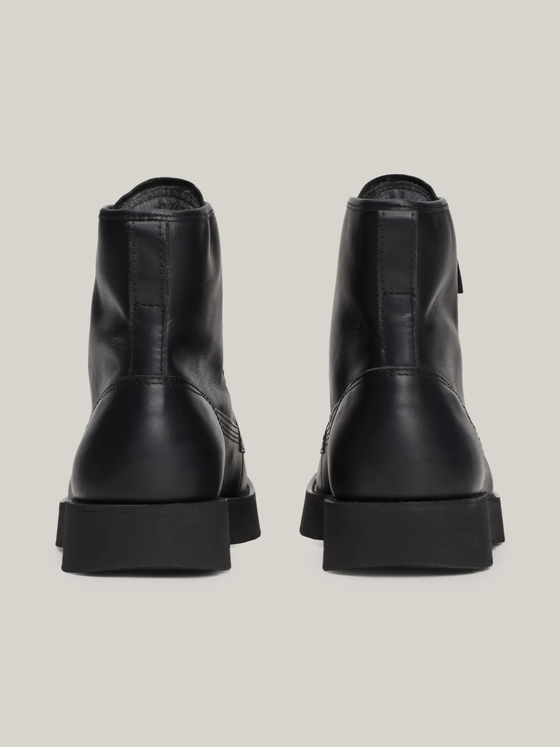 Buty Sznurowane|Buty*Tommy Hilfiger Skórzane Sznurowane Botki Na Grubej Podeszwie BLACK