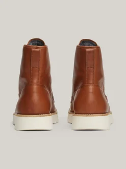 Buty Sznurowane|Buty*Tommy Hilfiger Skórzane Sznurowane Botki Na Grubej Podeszwie WINTER COGNAC