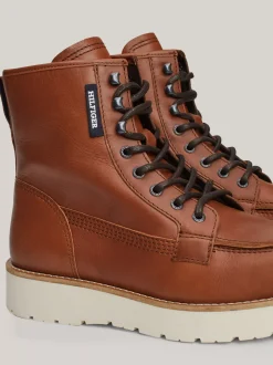 Buty Sznurowane|Buty*Tommy Hilfiger Skórzane Sznurowane Botki Na Grubej Podeszwie WINTER COGNAC