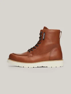 Buty Sznurowane|Buty*Tommy Hilfiger Skórzane Sznurowane Botki Na Grubej Podeszwie WINTER COGNAC