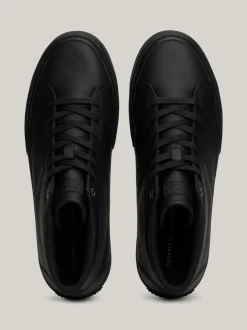 Sneakersy*Tommy Hilfiger Skórzane Sznurowane Buty Sportowe Za Kostkę BLACK