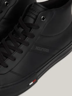 Sneakersy*Tommy Hilfiger Skórzane Sznurowane Buty Sportowe Za Kostkę BLACK