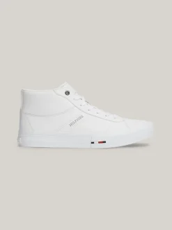 White Trainers|Sneakersy*Tommy Hilfiger Skórzane Sznurowane Buty Sportowe Za Kostkę WHITE