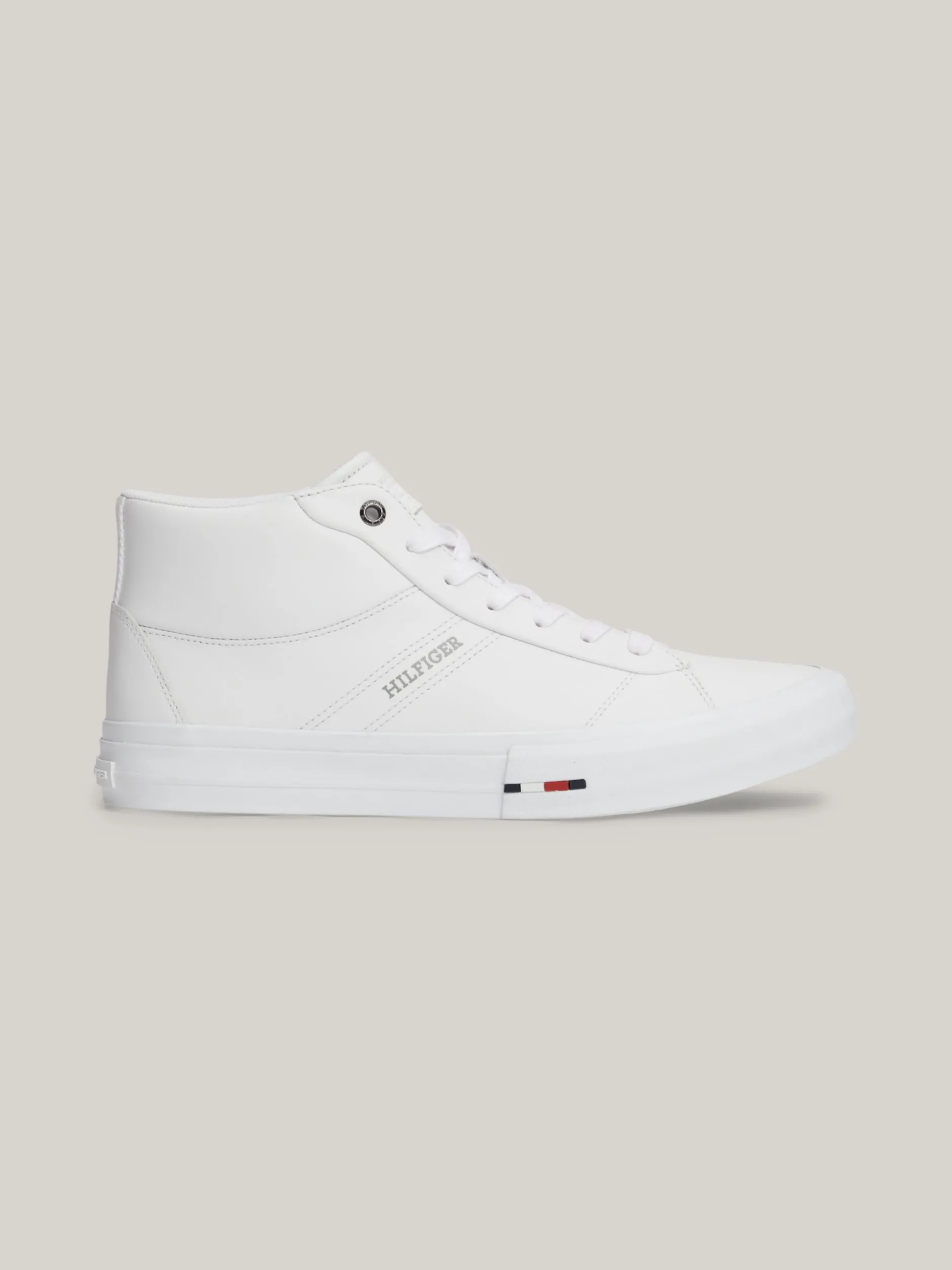White Trainers|Sneakersy*Tommy Hilfiger Skórzane Sznurowane Buty Sportowe Za Kostkę WHITE
