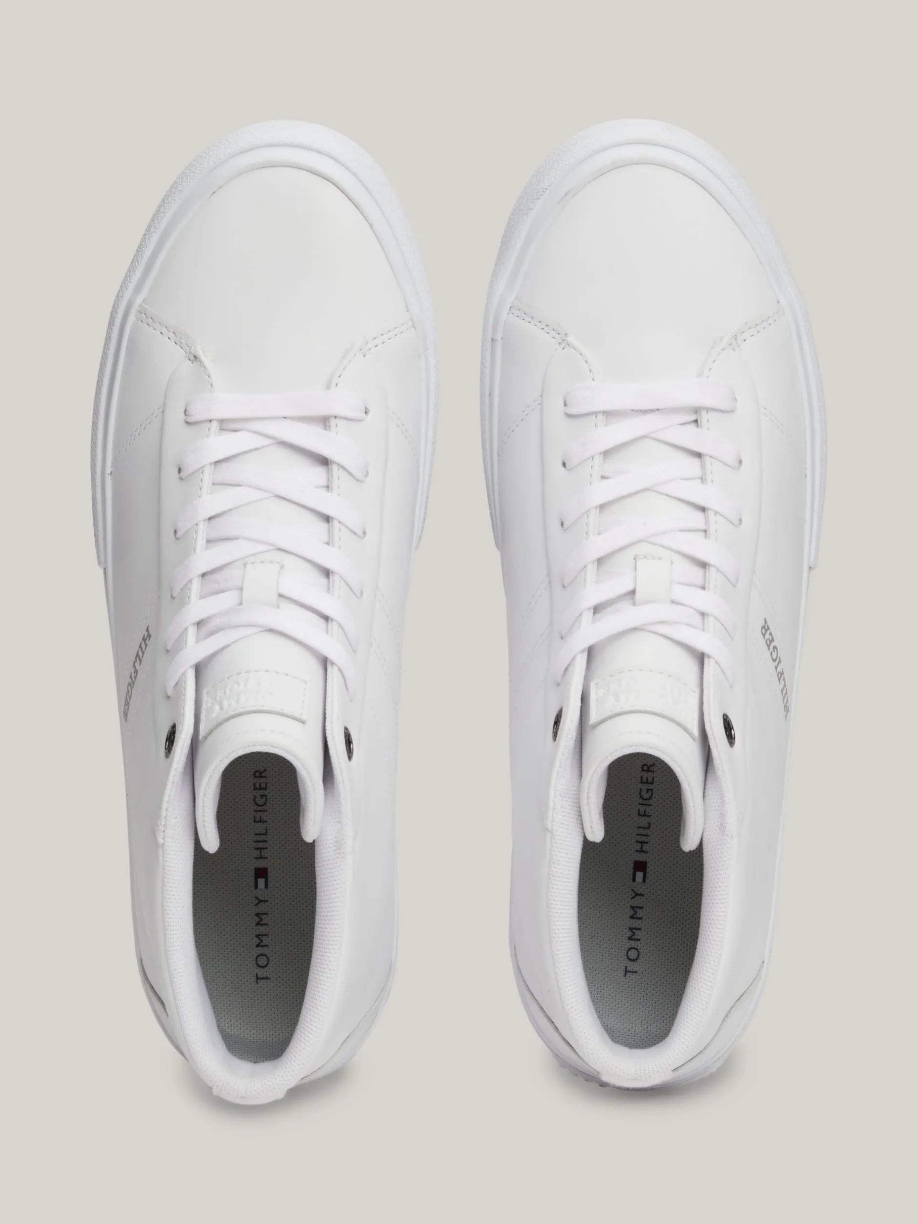 White Trainers|Sneakersy*Tommy Hilfiger Skórzane Sznurowane Buty Sportowe Za Kostkę WHITE