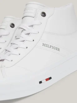 White Trainers|Sneakersy*Tommy Hilfiger Skórzane Sznurowane Buty Sportowe Za Kostkę WHITE