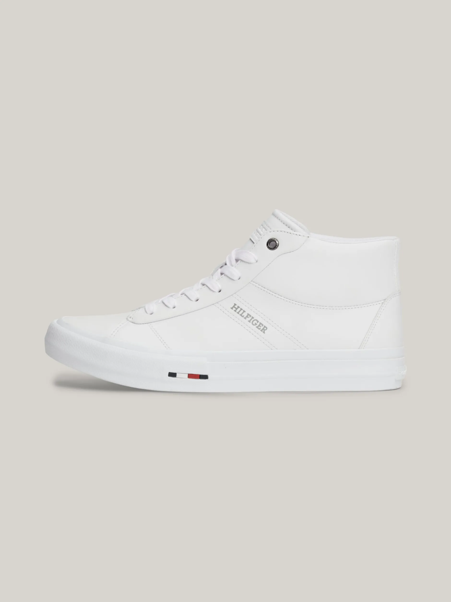 White Trainers|Sneakersy*Tommy Hilfiger Skórzane Sznurowane Buty Sportowe Za Kostkę WHITE