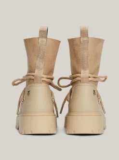 Botki*Tommy Hilfiger Skórzane Sznurowane śniegowce BEIGE