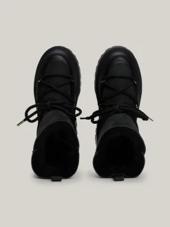 Botki*Tommy Hilfiger Skórzane Sznurowane śniegowce BLACK