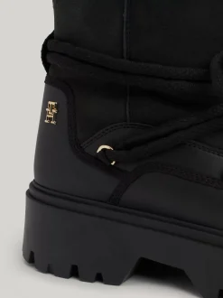 Botki*Tommy Hilfiger Skórzane Sznurowane śniegowce BLACK