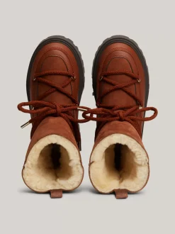 Botki*Tommy Hilfiger Skórzane Sznurowane śniegowce COGNAC BROWN