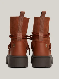 Botki*Tommy Hilfiger Skórzane Sznurowane śniegowce COGNAC BROWN