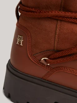 Botki*Tommy Hilfiger Skórzane Sznurowane śniegowce COGNAC BROWN