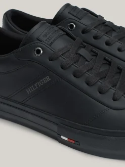 Sneakersy*Tommy Hilfiger Skórzane Sznurowane Tenisówki Z Logo BLACK