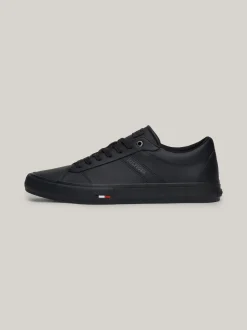 Sneakersy*Tommy Hilfiger Skórzane Sznurowane Tenisówki Z Logo BLACK