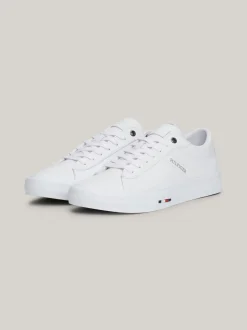 White Trainers|Sneakersy*Tommy Hilfiger Skórzane Sznurowane Tenisówki Z Logo WHITE