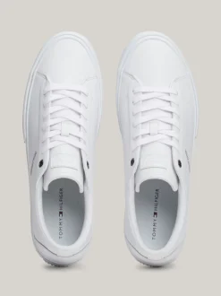 White Trainers|Sneakersy*Tommy Hilfiger Skórzane Sznurowane Tenisówki Z Logo WHITE