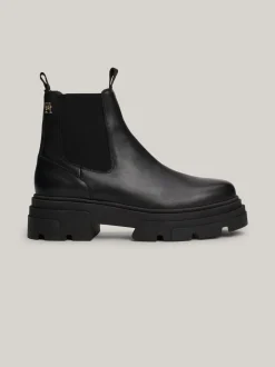 Chelsea Boots|Botki*Tommy Hilfiger Skórzane Sztyblety Na Grubej Podeszwie BLACK