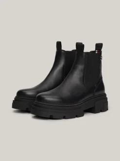 Chelsea Boots|Botki*Tommy Hilfiger Skórzane Sztyblety Na Grubej Podeszwie BLACK