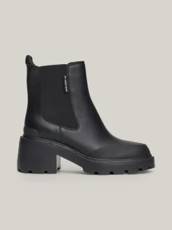 Chelsea Boots|Botki*Tommy Hilfiger Skórzane Sztyblety Na Obcasie Klockowym BLACK