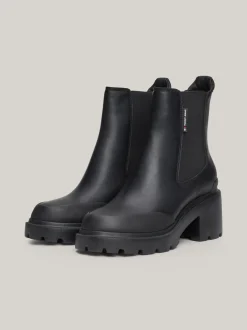 Chelsea Boots|Botki*Tommy Hilfiger Skórzane Sztyblety Na Obcasie Klockowym BLACK