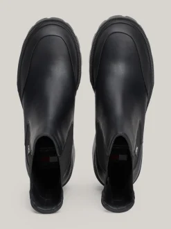 Chelsea Boots|Botki*Tommy Hilfiger Skórzane Sztyblety Na Obcasie Klockowym BLACK