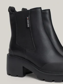 Chelsea Boots|Botki*Tommy Hilfiger Skórzane Sztyblety Na Obcasie Klockowym BLACK