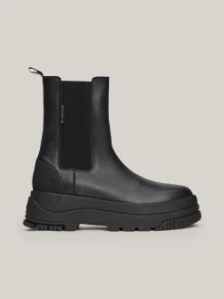 Chelsea Boots|Botki*Tommy Hilfiger Skórzane Sztyblety Na Płaskiej Platformie BLACK