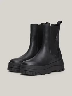 Chelsea Boots|Botki*Tommy Hilfiger Skórzane Sztyblety Na Płaskiej Platformie BLACK