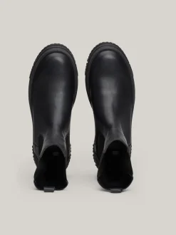 Chelsea Boots|Botki*Tommy Hilfiger Skórzane Sztyblety Na Płaskiej Platformie BLACK