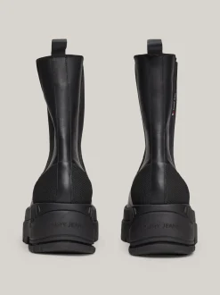 Chelsea Boots|Botki*Tommy Hilfiger Skórzane Sztyblety Na Płaskiej Platformie BLACK