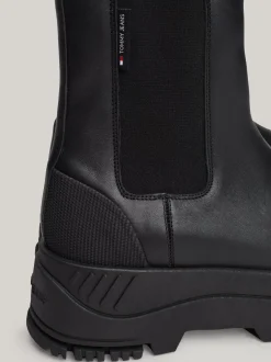 Chelsea Boots|Botki*Tommy Hilfiger Skórzane Sztyblety Na Płaskiej Platformie BLACK