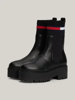 Chelsea Boots|Botki*Tommy Hilfiger Skórzane Sztyblety Na Platformie BLACK