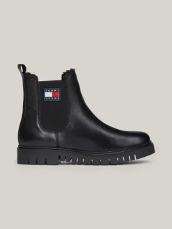 Chelsea Boots|Botki*Tommy Hilfiger Skórzane Sztyblety Na Podeszwie Z Protektorem BLACK