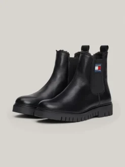 Chelsea Boots|Botki*Tommy Hilfiger Skórzane Sztyblety Na Podeszwie Z Protektorem BLACK