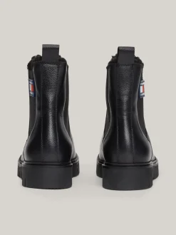 Chelsea Boots|Botki*Tommy Hilfiger Skórzane Sztyblety Na Podeszwie Z Protektorem BLACK