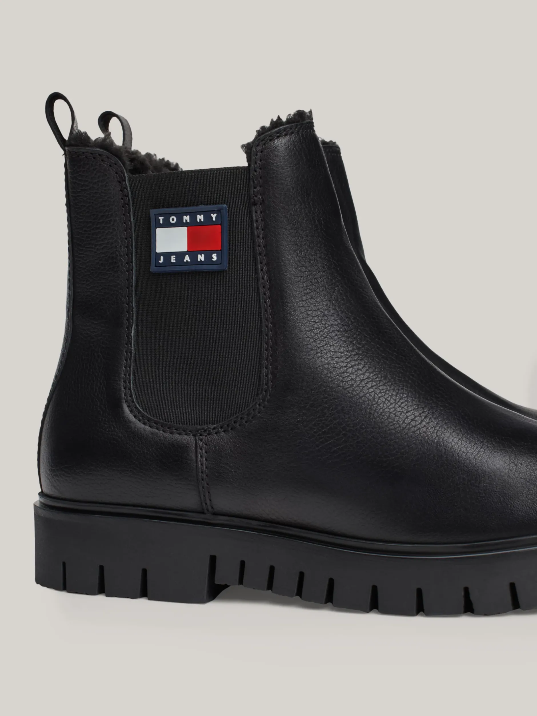 Chelsea Boots|Botki*Tommy Hilfiger Skórzane Sztyblety Na Podeszwie Z Protektorem BLACK