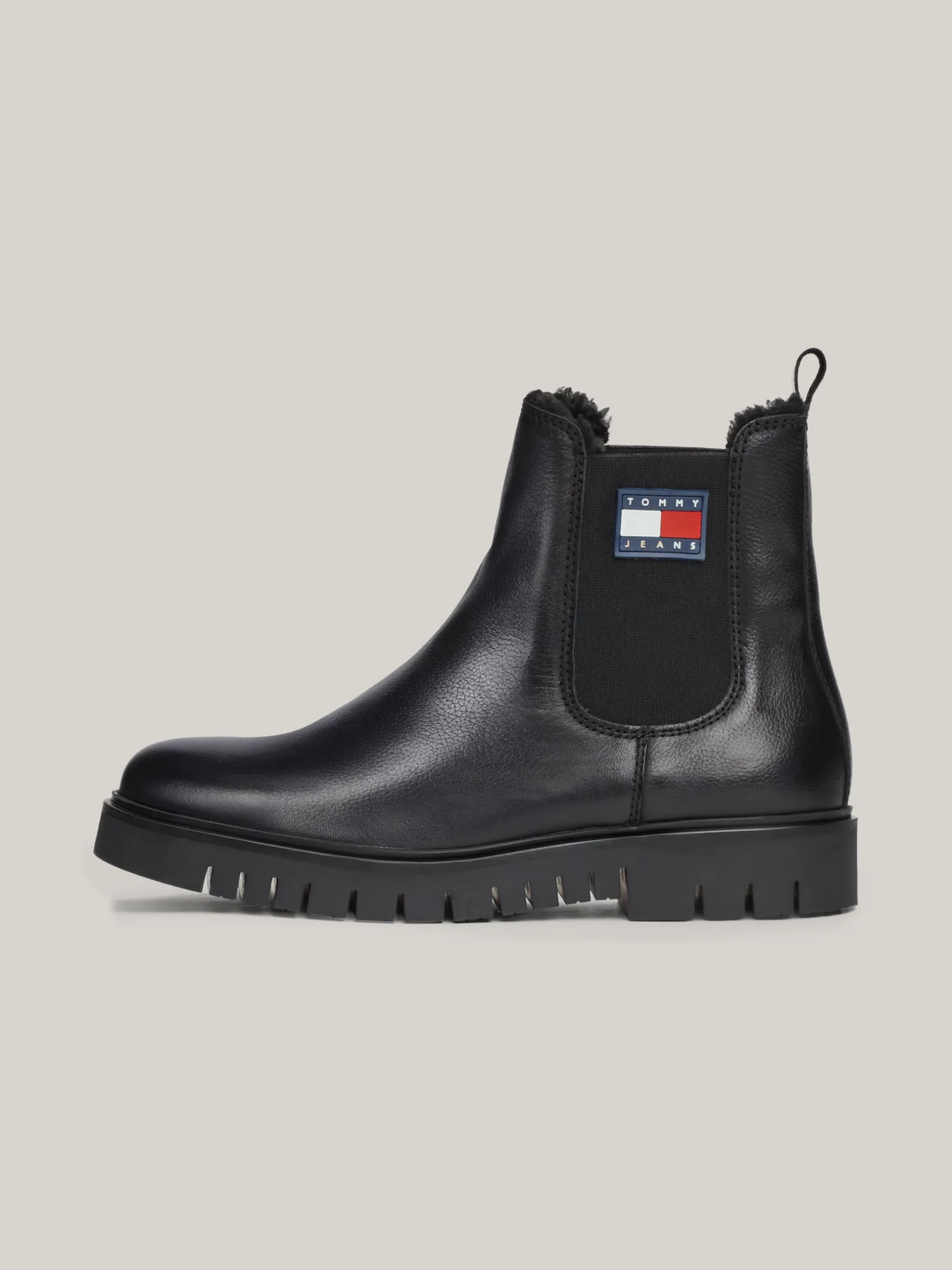 Chelsea Boots|Botki*Tommy Hilfiger Skórzane Sztyblety Na Podeszwie Z Protektorem BLACK