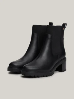 Chelsea Boots|Botki*Tommy Hilfiger Skórzane Sztyblety Z Emaliowaną Flagą BLACK