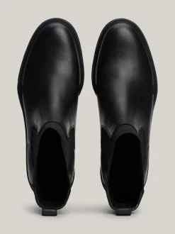 Chelsea Boots|Botki*Tommy Hilfiger Skórzane Sztyblety Z Emaliowaną Flagą BLACK