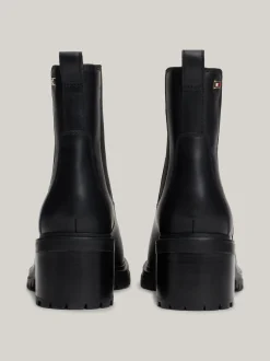Chelsea Boots|Botki*Tommy Hilfiger Skórzane Sztyblety Z Emaliowaną Flagą BLACK