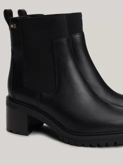 Chelsea Boots|Botki*Tommy Hilfiger Skórzane Sztyblety Z Emaliowaną Flagą BLACK