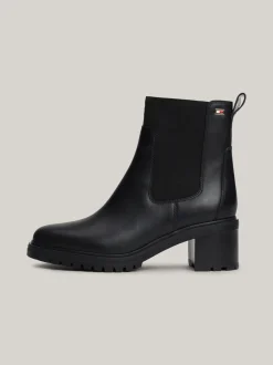 Chelsea Boots|Botki*Tommy Hilfiger Skórzane Sztyblety Z Emaliowaną Flagą BLACK