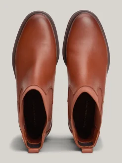 Chelsea Boots|Botki*Tommy Hilfiger Skórzane Sztyblety Z Emaliowaną Flagą COGNAC BROWN