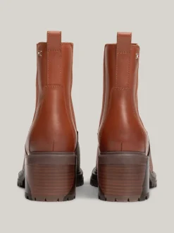 Chelsea Boots|Botki*Tommy Hilfiger Skórzane Sztyblety Z Emaliowaną Flagą COGNAC BROWN